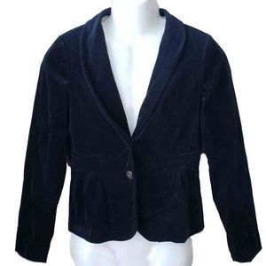J Crew Cotton Velour Blazer Navy Blue Women's Size 4